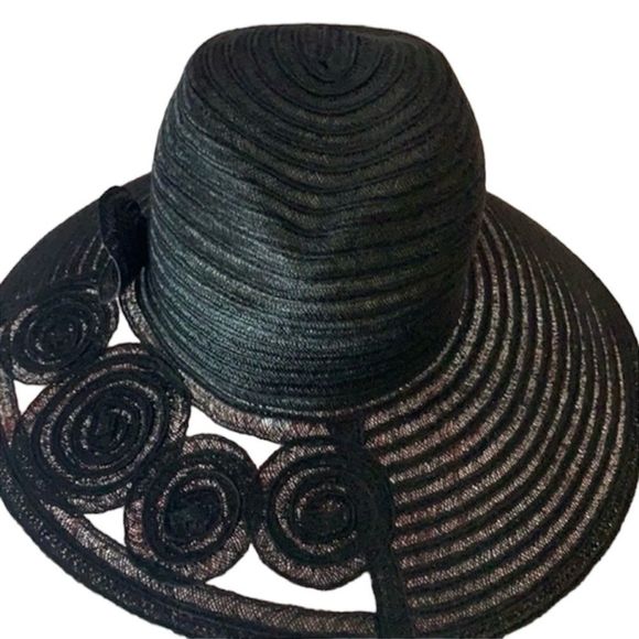 Mayser Jennifer Black Woven Curque Noir Braided Band Fedora Size Medium